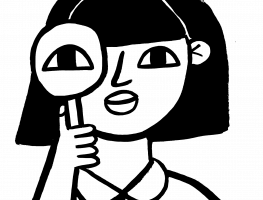 Illustration of girl holding magnifying glass